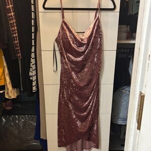 Guess Dusty Rose Velvet Backless Dress